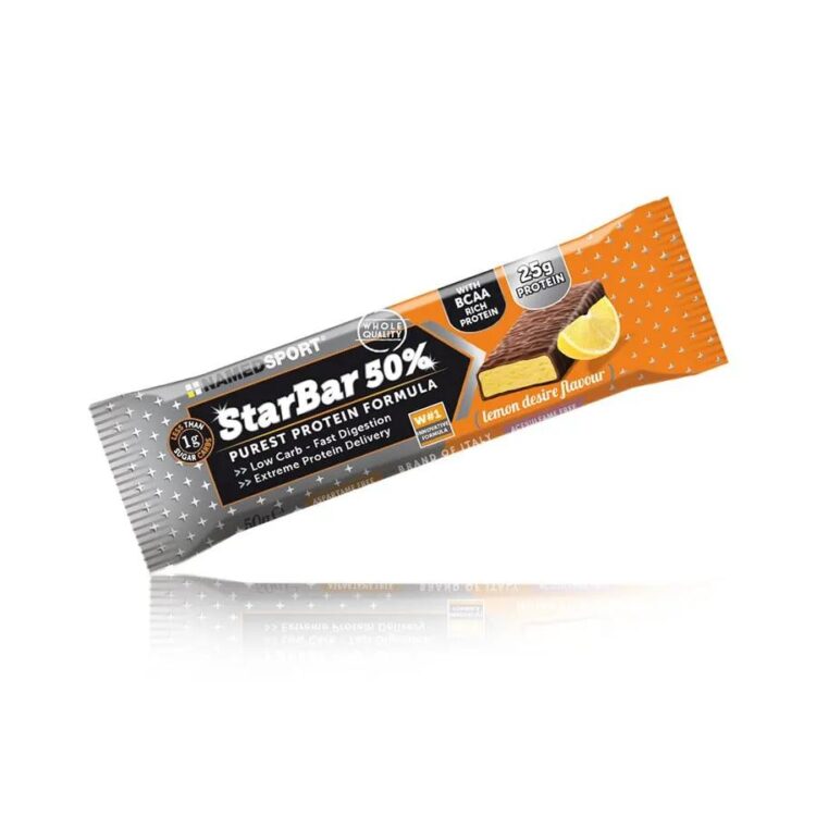 Proteinbar - NAMEDSPORT Starbar 50% protein - Doos van 24 stuks - Lemo