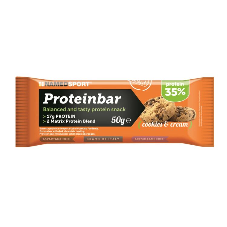 Proteinbar - NAMEDSPORT - 1 x 50 gram - Cookies en Cream - THT 31 mei