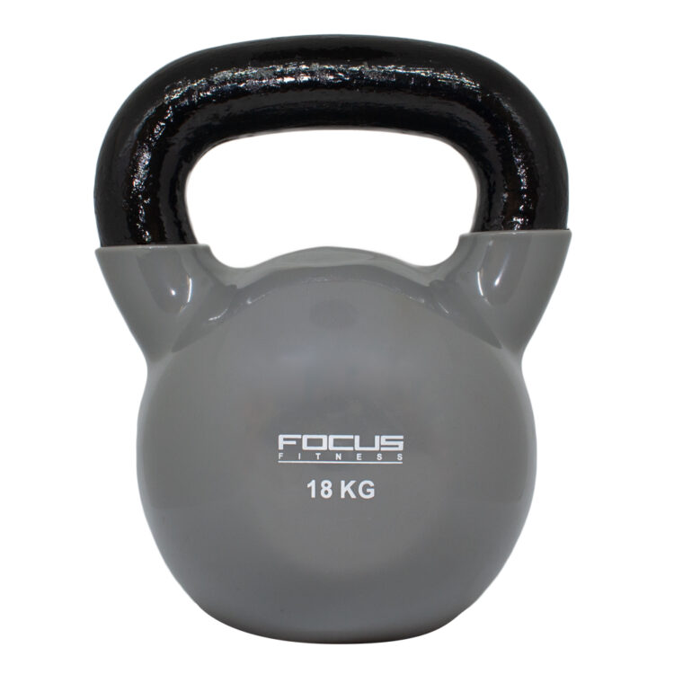Kettlebell - Focus Fitness Vinyl - 18 kg - Grijs