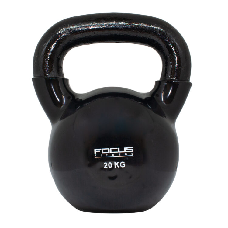 Kettlebell - Focus Fitness Vinyl - 20 kg - Zwart